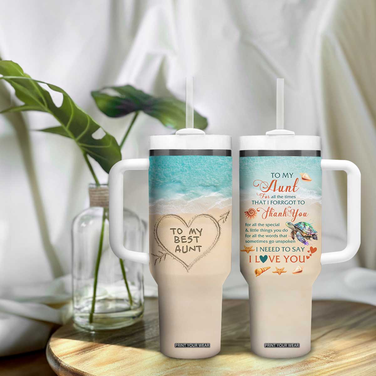 To My Best Aunt Tumbler With Handle Beach Mother's Day Gift For Auntie TB11 Print Your Wear