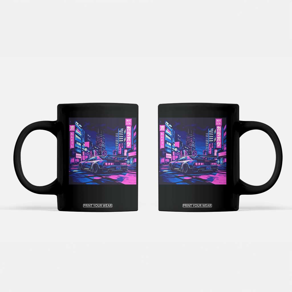 Tokyo Night Drive Coffee Mug Retro Futuristic JDM Street Racing Aesthetic TS09 Black Print Your Wear