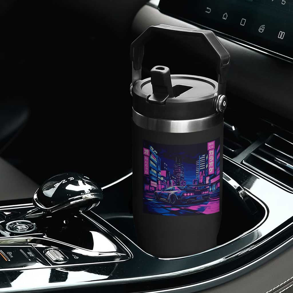 Tokyo Night Drive Flip Straw Tumbler Retro Futuristic JDM Street Racing Aesthetic TS09 Print Your Wear