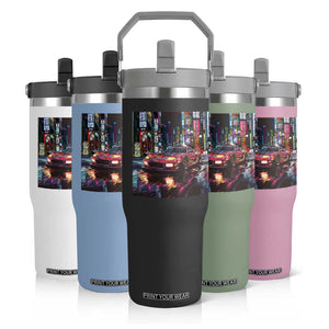 Tokyo Night Racer Flip Straw Tumbler JDM Street Racing Neon Aesthetic TS09 Print Your Wear