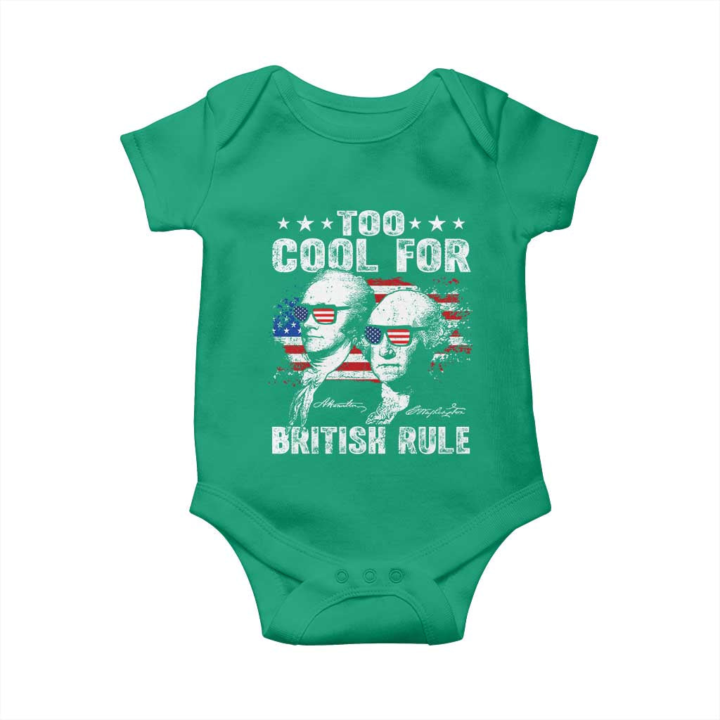 Too Cool For British Rule Baby Onesie USA American Flag 4th of July TS10 Irish Green Print Your Wear