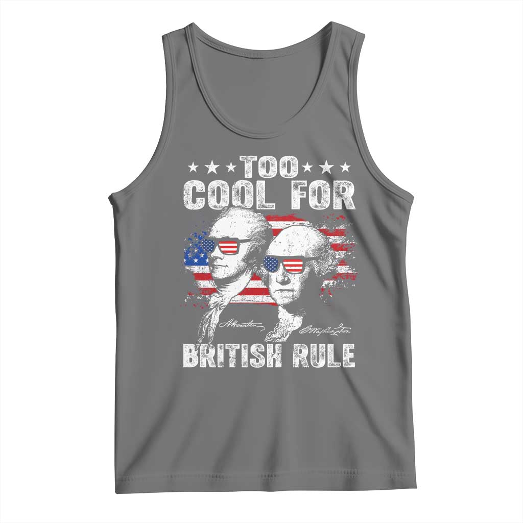 Too Cool For British Rule Tank Top USA American Flag 4th of July TS10 Black Heather Print Your Wear