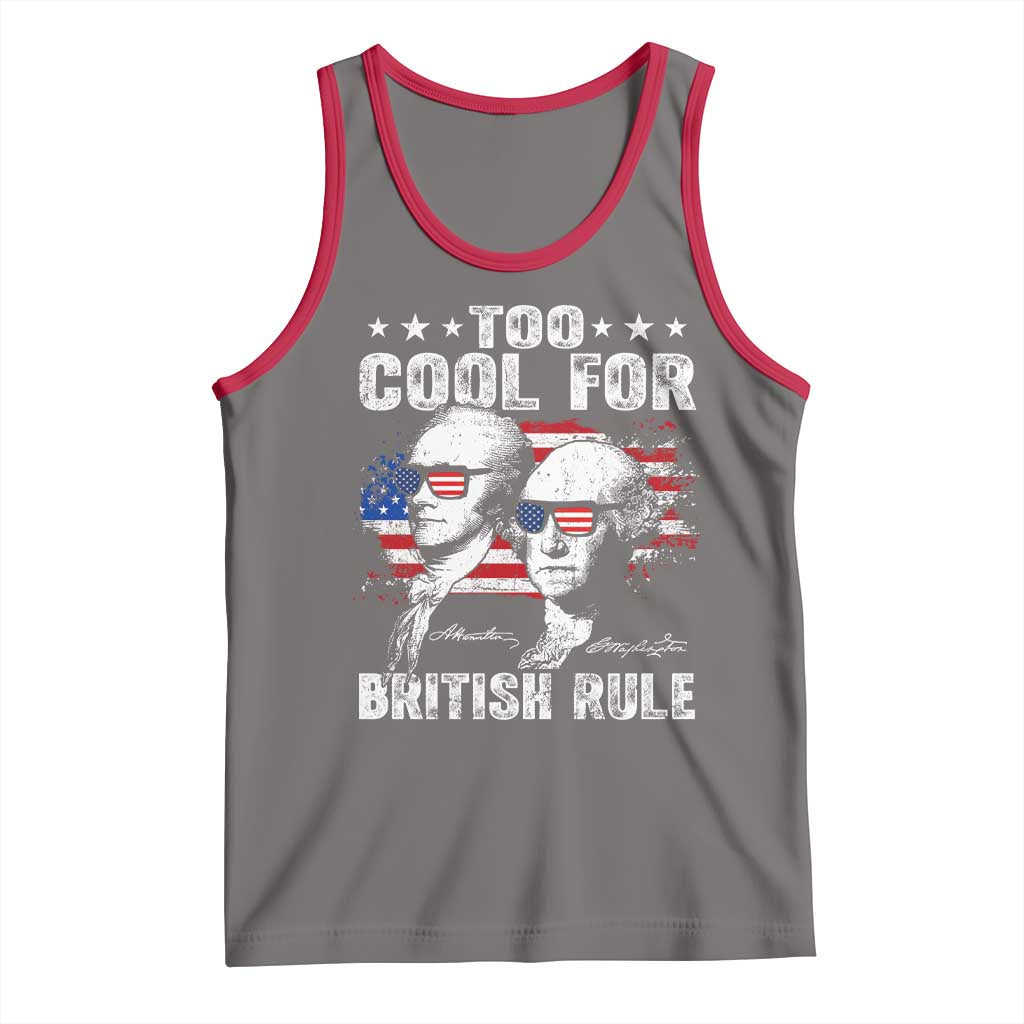 Too Cool For British Rule Tank Top USA American Flag 4th of July TS10 Deep Heather Red Print Your Wear