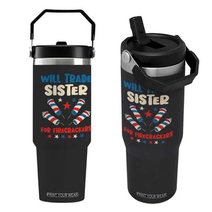 Trade Sister For Firecrackers Flip Straw Tumbler Funny Boys 4th Of July Kids Patriotic TS10 One Size: 30 oz Black Print Your Wear