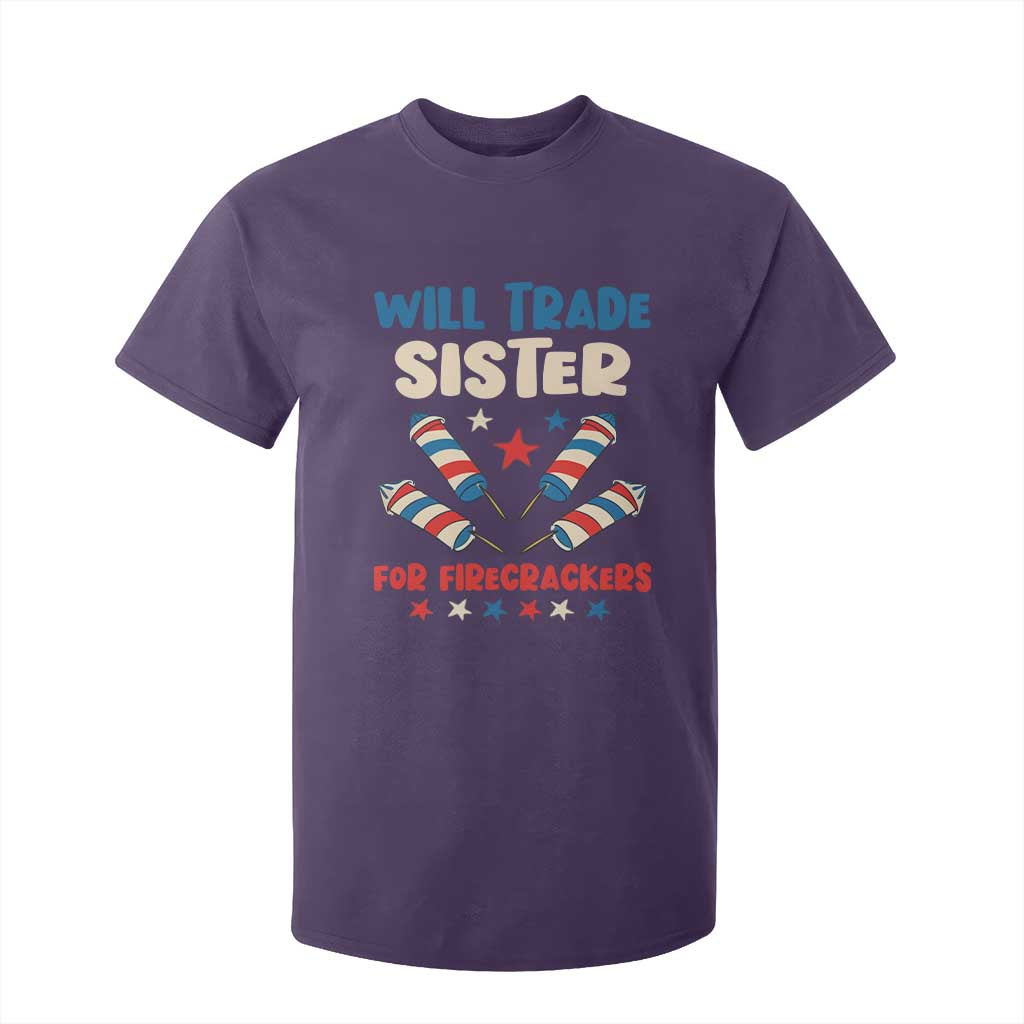 Trade Sister For Firecrackers T Shirt For Kid Funny Boys 4th Of July Kids Patriotic TS10 Purple Print Your Wear