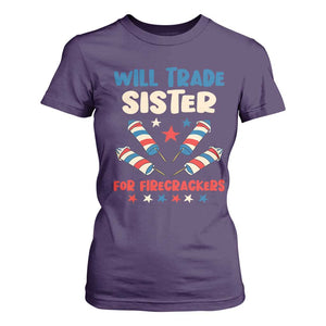 Trade Sister For Firecrackers T Shirt For Women Funny Boys 4th Of July Kids Patriotic TS10 Purple Print Your Wear