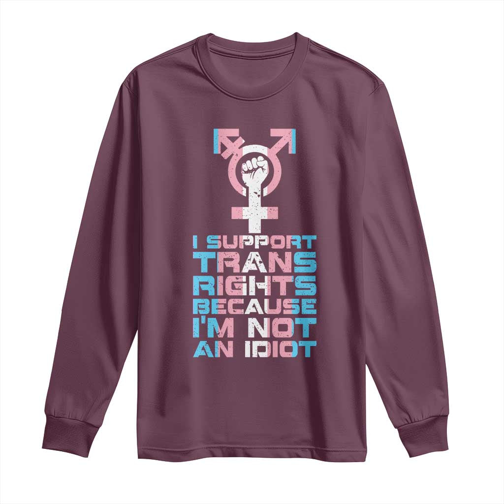 Trans Ally Long Sleeve Shirt Transgender Pride Flag Support TS10 Maroon Print Your Wear