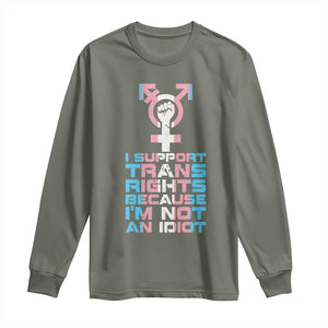 Trans Ally Long Sleeve Shirt Transgender Pride Flag Support TS10 Military Green Print Your Wear