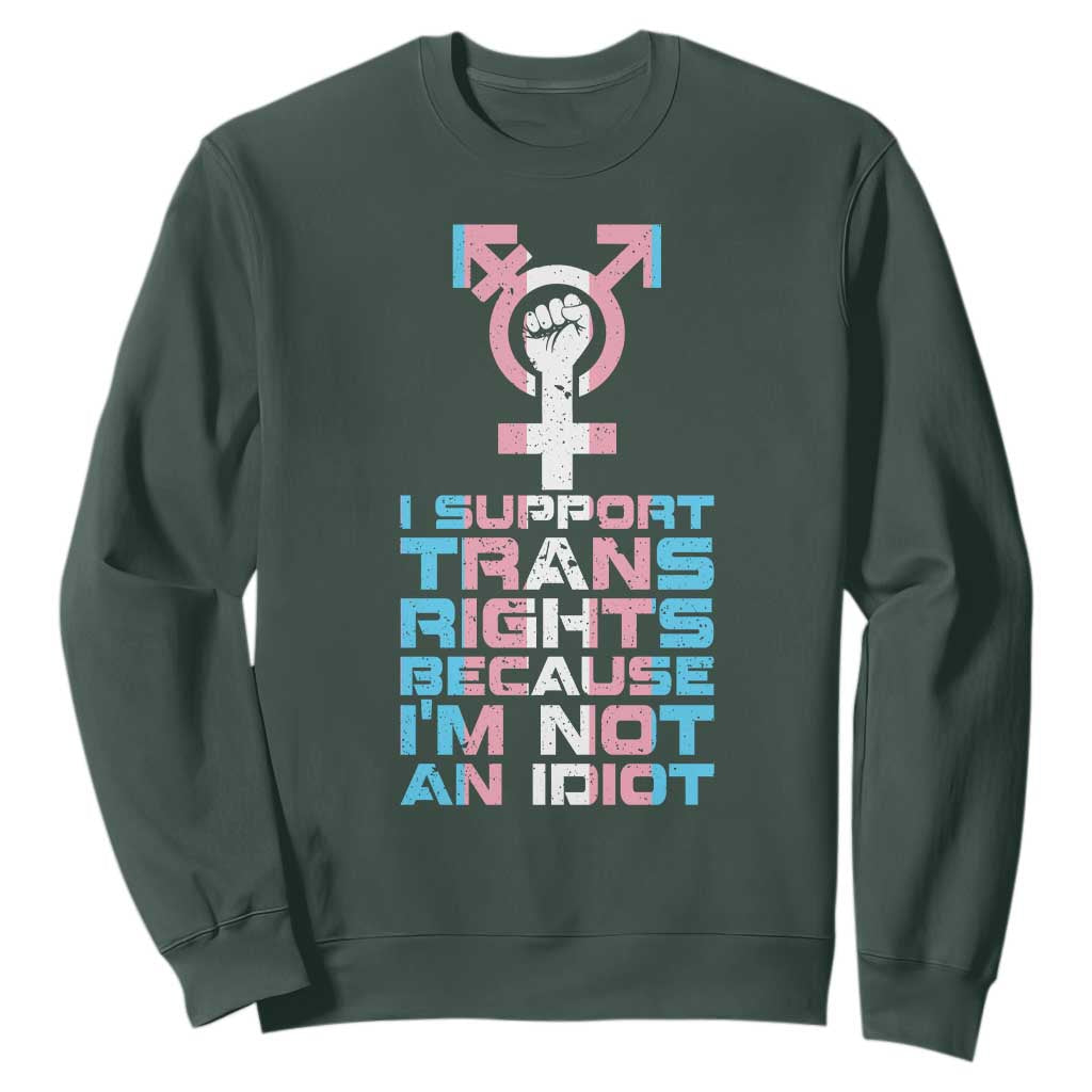 Trans Ally Sweatshirt Transgender Pride Flag Support TS10 Dark Forest Green Print Your Wear