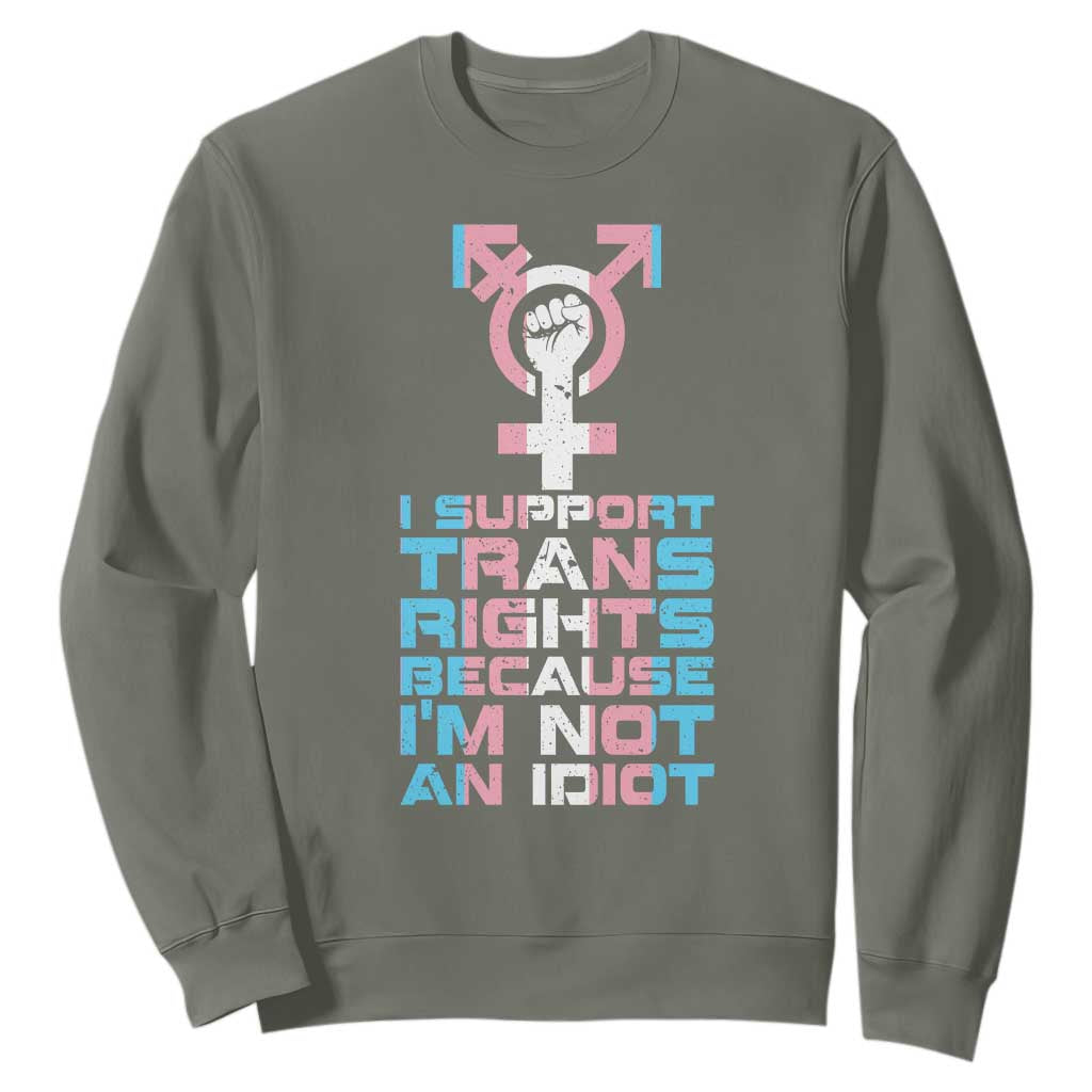 Trans Ally Sweatshirt Transgender Pride Flag Support TS10 Military Green Print Your Wear