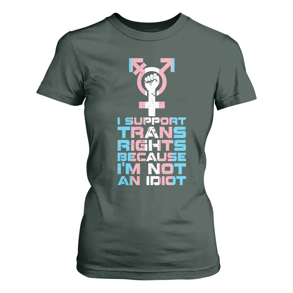 Trans Ally T Shirt For Women Transgender Pride Flag Support TS10 Dark Forest Green Print Your Wear