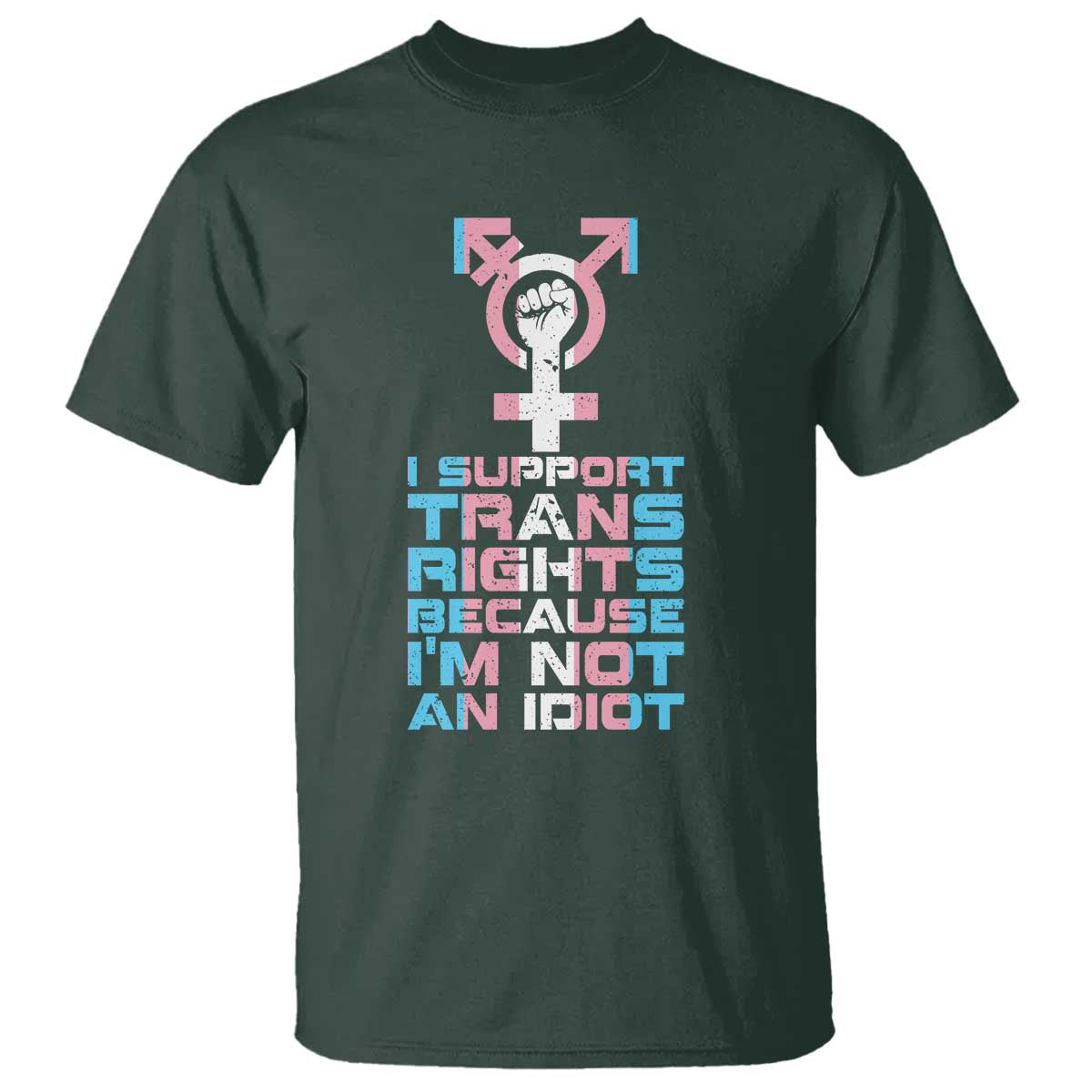 Trans Ally T Shirt Transgender Pride Flag Support TS10 Dark Forest Green Print Your Wear