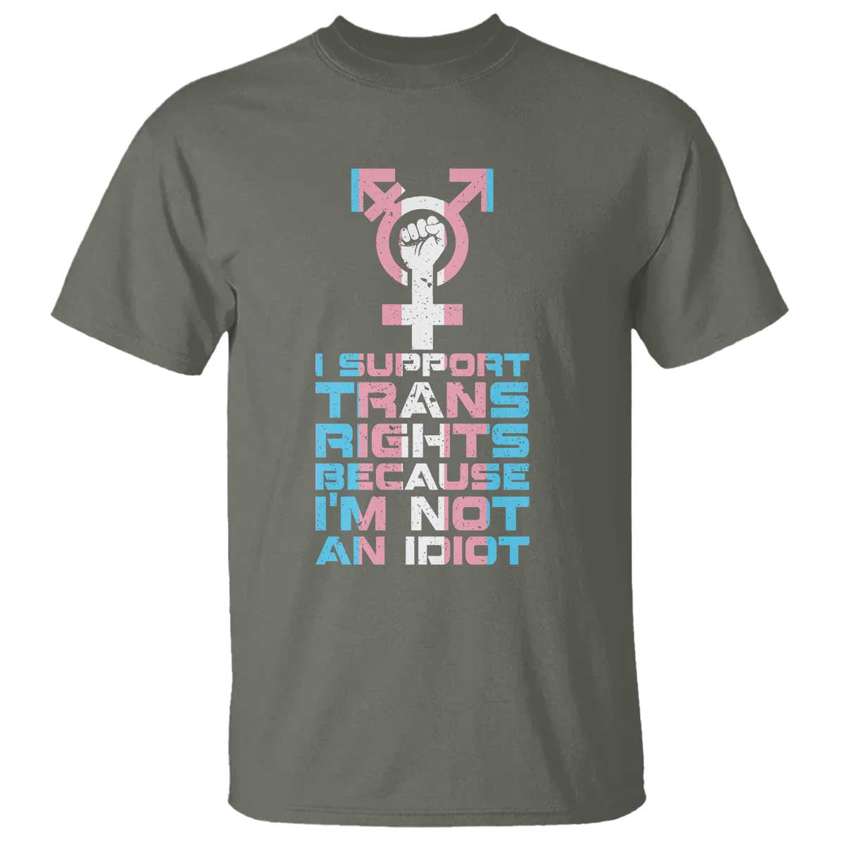 Trans Ally T Shirt Transgender Pride Flag Support TS10 Military Green Print Your Wear