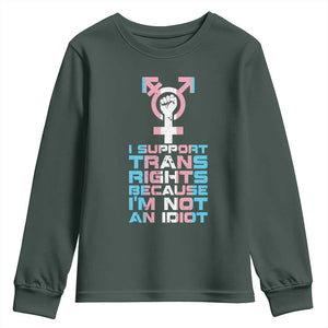 Trans Ally Youth Sweatshirt Transgender Pride Flag Support TS10 Dark Forest Green Print Your Wear