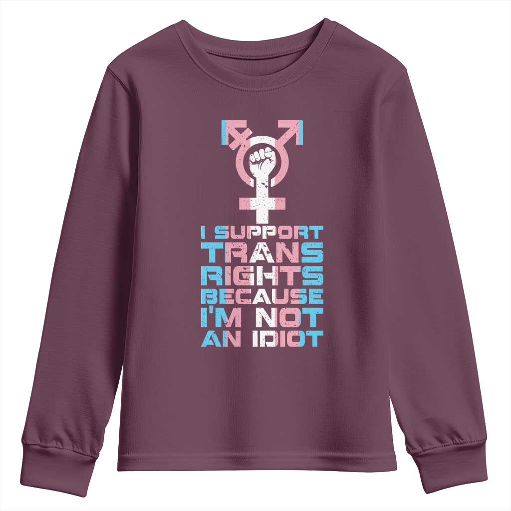 Trans Ally Youth Sweatshirt Transgender Pride Flag Support TS10 Maroon Print Your Wear
