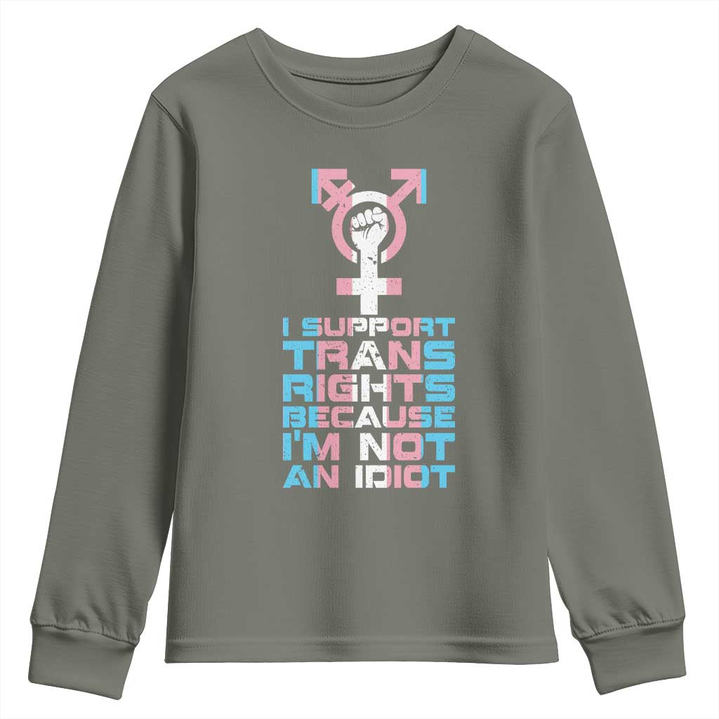 Trans Ally Youth Sweatshirt Transgender Pride Flag Support TS10 Military Green Print Your Wear