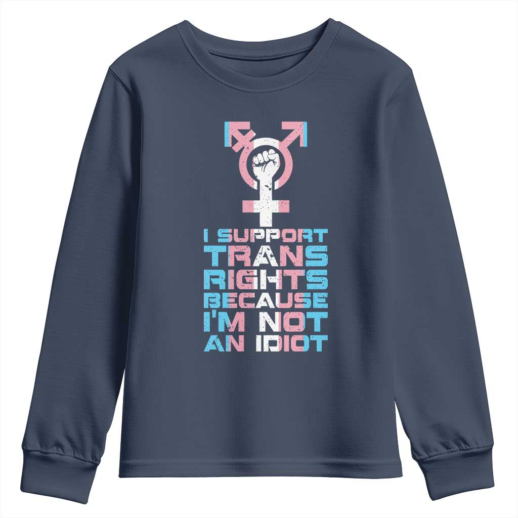 Trans Ally Youth Sweatshirt Transgender Pride Flag Support TS10 Navy Print Your Wear