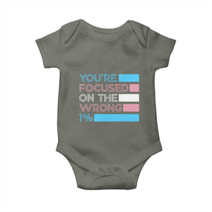 Trans Rights Baby Onesie Transgender LGBTQ Queer Pride Ally Social Justice TS10 Military Green Print Your Wear