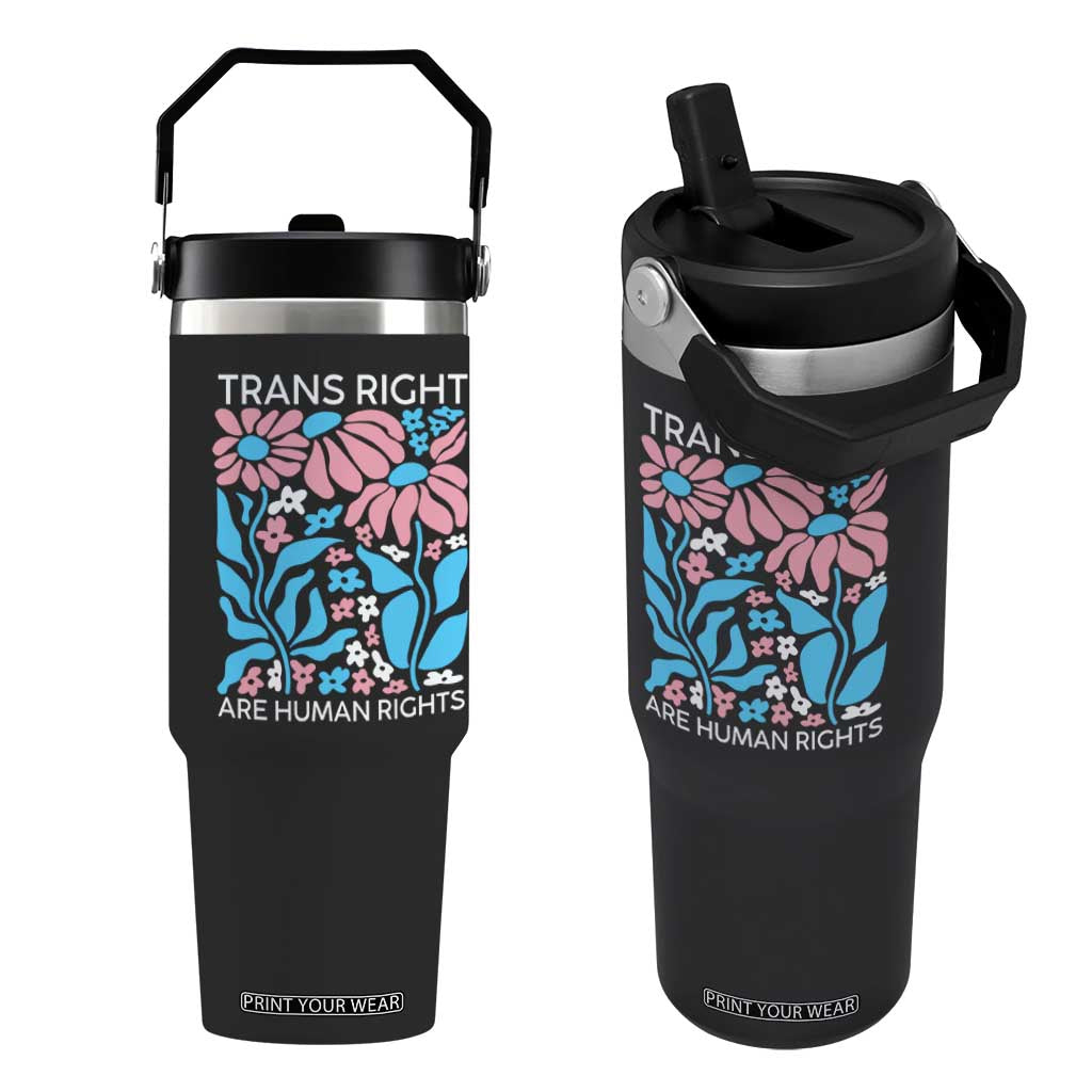 Trans Rights Flip Straw Tumbler Protect Trans Social Justice LGBT TS10 One Size: 30 oz Black Print Your Wear