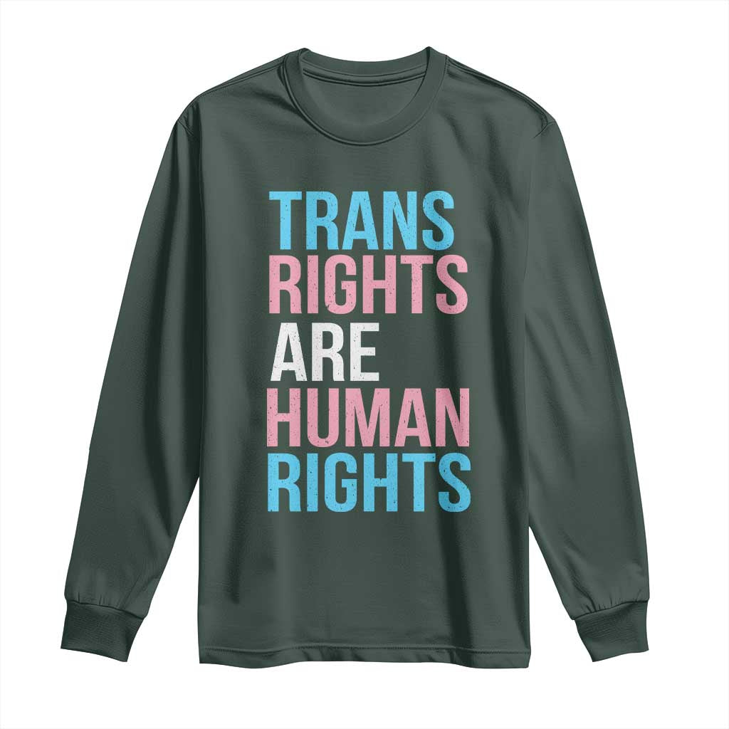 Trans Rights Long Sleeve Shirt Human Rights Transgender Pride Gender Equality TS10 Dark Forest Green Print Your Wear