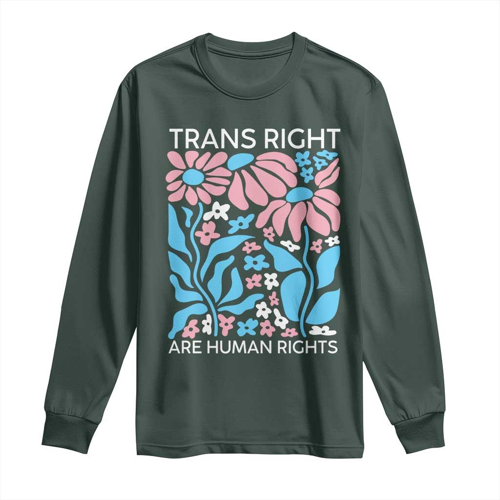 Trans Rights Long Sleeve Shirt Protect Trans Social Justice LGBT TS10 Dark Forest Green Print Your Wear