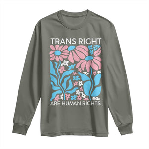 Trans Rights Long Sleeve Shirt Protect Trans Social Justice LGBT TS10 Military Green Print Your Wear