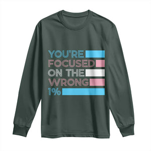 Trans Rights Long Sleeve Shirt Transgender LGBTQ Queer Pride Ally Social Justice TS10 Dark Forest Green Print Your Wear