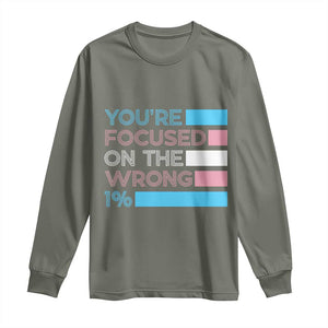 Trans Rights Long Sleeve Shirt Transgender LGBTQ Queer Pride Ally Social Justice TS10 Military Green Print Your Wear