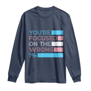 Trans Rights Long Sleeve Shirt Transgender LGBTQ Queer Pride Ally Social Justice TS10 Navy Print Your Wear
