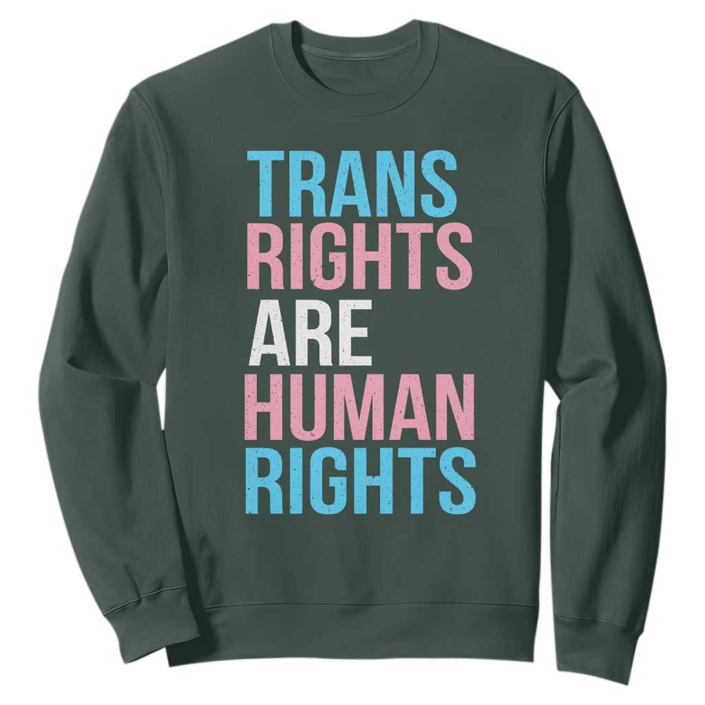 Trans Rights Sweatshirt Human Rights Transgender Pride Gender Equality TS10 Dark Forest Green Print Your Wear