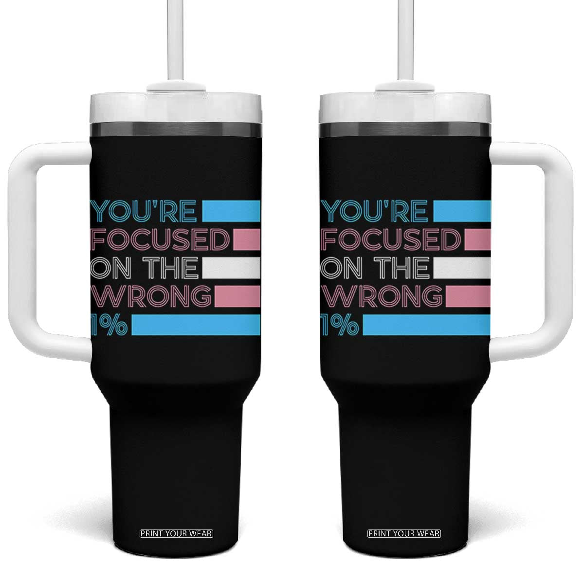 Trans Rights Tumbler With Handle Transgender LGBTQ Queer Pride Ally Social Justice TS10 One Size: 40 oz Black Print Your Wear