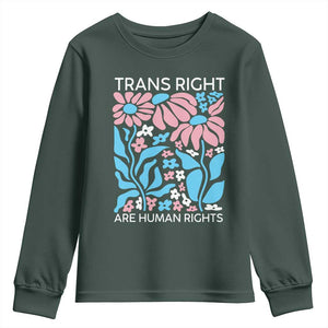 Trans Rights Youth Sweatshirt Protect Trans Social Justice LGBT TS10 Dark Forest Green Print Your Wear