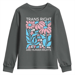 Trans Rights Youth Sweatshirt Protect Trans Social Justice LGBT TS10 Dark Heather Print Your Wear