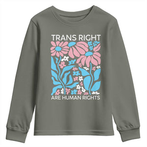 Trans Rights Youth Sweatshirt Protect Trans Social Justice LGBT TS10 Military Green Print Your Wear