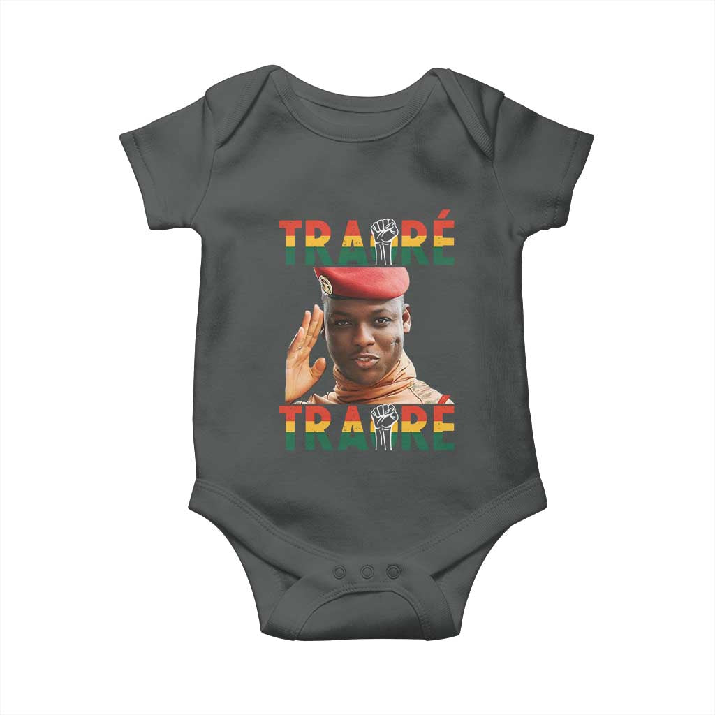 Traoré 2025 Baby Onesie African President Burkina Faso TS02 Dark Heather Print Your Wear