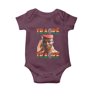 Traoré 2025 Baby Onesie African President Burkina Faso TS02 Maroon Print Your Wear