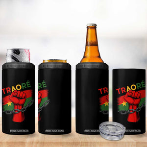Traoré 2025 Burkina Faso Flag 4 in 1 Can Cooler Tumbler Raised Fist Broken Chains TS02 Print Your Wear