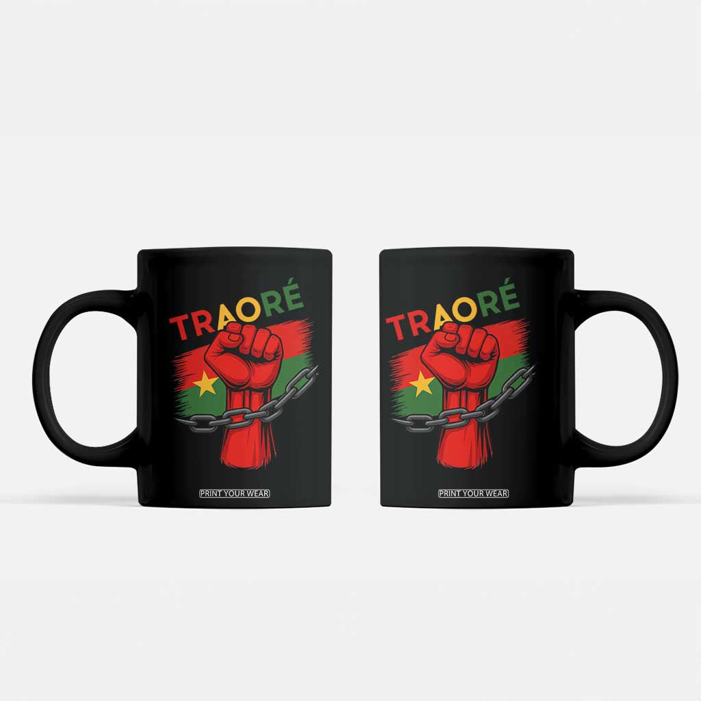 Traoré 2025 Burkina Faso Flag Coffee Mug Raised Fist Broken Chains TS02 Black Print Your Wear