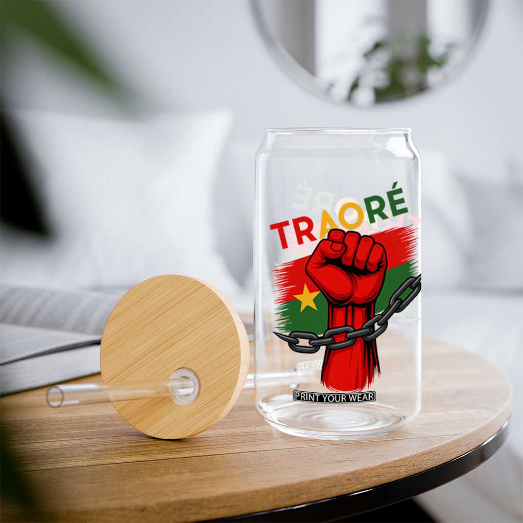 Traoré 2025 Burkina Faso Flag Glass Can Raised Fist Broken Chains TS02 Print Your Wear