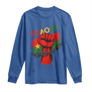 Traoré 2025 Burkina Faso Flag Long Sleeve Shirt Raised Fist Broken Chains TS02 Royal Blue Print Your Wear