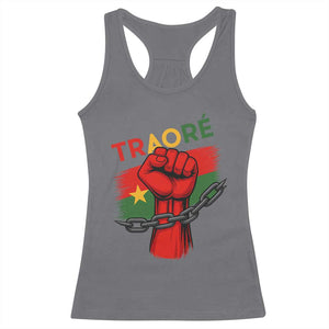 Traoré 2025 Burkina Faso Flag Racerback Tank Top Raised Fist Broken Chains TS02 Charcoal Print Your Wear