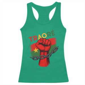 Traoré 2025 Burkina Faso Flag Racerback Tank Top Raised Fist Broken Chains TS02 Irish Green Print Your Wear