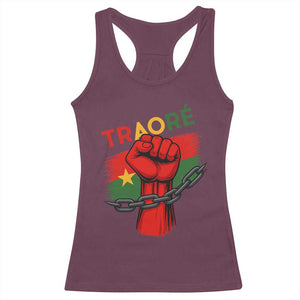 Traoré 2025 Burkina Faso Flag Racerback Tank Top Raised Fist Broken Chains TS02 Maroon Print Your Wear