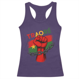 Traoré 2025 Burkina Faso Flag Racerback Tank Top Raised Fist Broken Chains TS02 Purple Print Your Wear