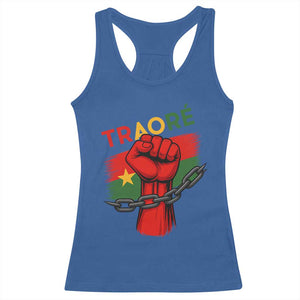 Traoré 2025 Burkina Faso Flag Racerback Tank Top Raised Fist Broken Chains TS02 Royal Blue Print Your Wear