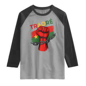 Traoré 2025 Burkina Faso Flag Raglan Shirt Raised Fist Broken Chains TS02 Sport Gray Black Print Your Wear