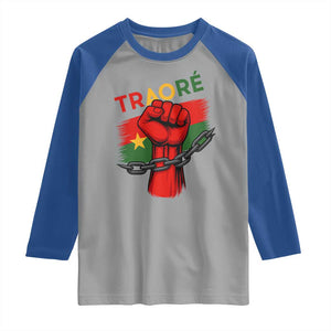Traoré 2025 Burkina Faso Flag Raglan Shirt Raised Fist Broken Chains TS02 Sport Gray Royal Print Your Wear
