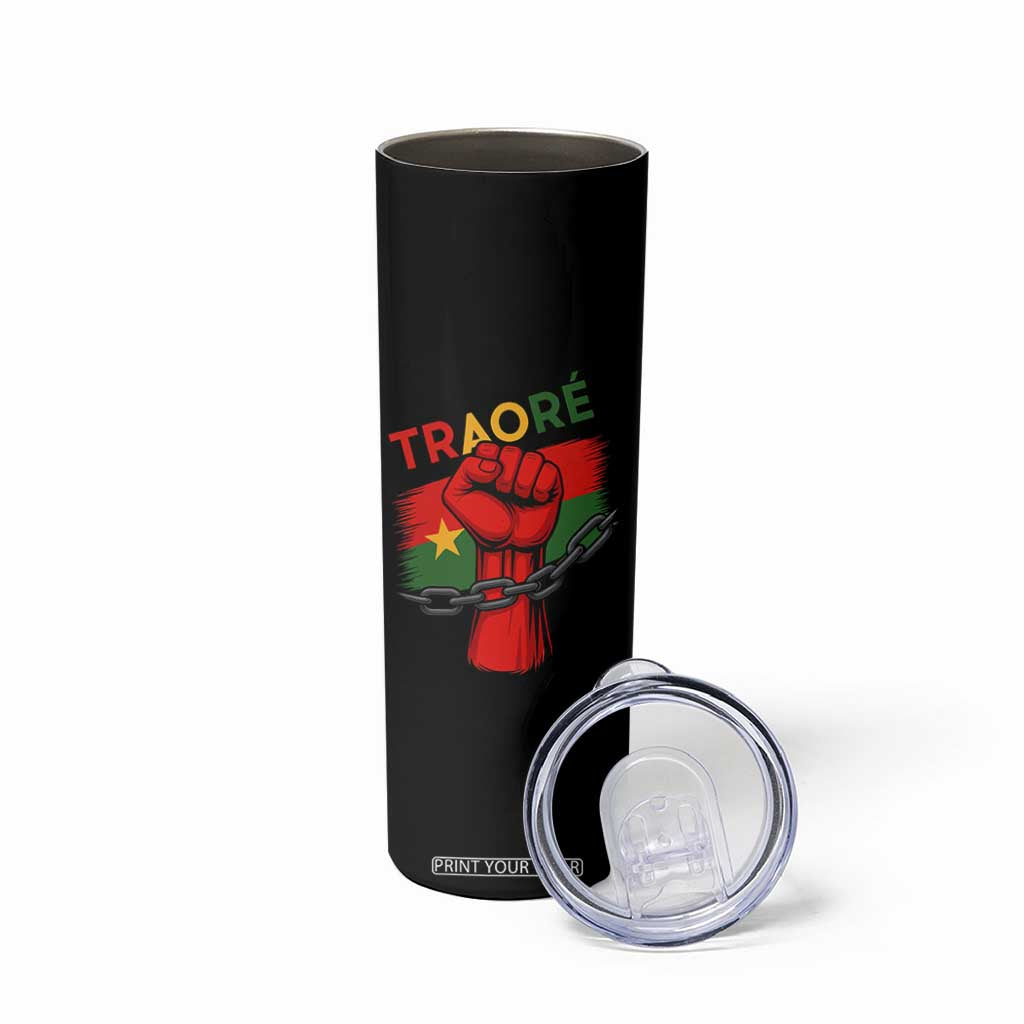 Traoré 2025 Burkina Faso Flag Skinny Tumbler Raised Fist Broken Chains TS02 Print Your Wear