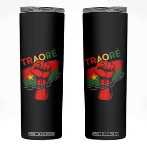 Traoré 2025 Burkina Faso Flag Skinny Tumbler Raised Fist Broken Chains TS02 Black Print Your Wear