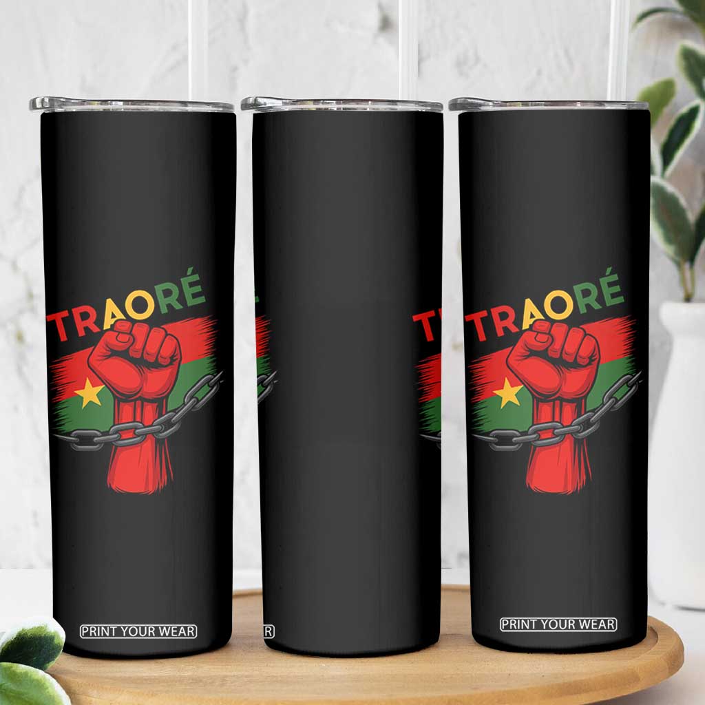 Traoré 2025 Burkina Faso Flag Skinny Tumbler Raised Fist Broken Chains TS02 Print Your Wear